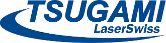 Dark blue Tsugami Laser Swiss CNC Swiss machine tool manufacturer logo against a white background.